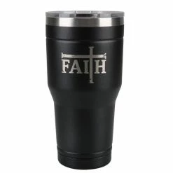Budget ⭐ Lincoln Outfitters "Faith" 30 oz. Religious Tumbler, Black - 89-634-0204 - Tumblers 🛒