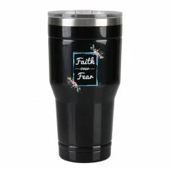 Best deal 🥰 Lincoln Outfitters "Faith Over Fear" 30 oz. Religious Tumbler, Black - 89-631-0204 - Tumblers 🎁