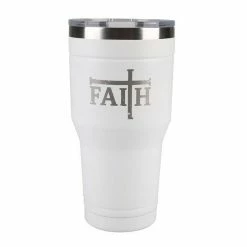 Flash Sale 🎁 Lincoln Outfitters "Faith" 30 oz. Religious Tumbler, White - 89-646-0204 - Tumblers 😍