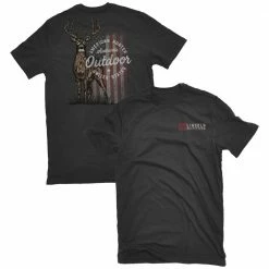 Promo ✔️ Lincoln Outfitters Men's Short Sleeve Whitetail Americana T-Shirt Washed Black - LO-144 - T-Shirts 🎁