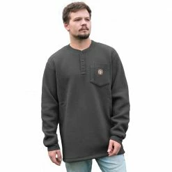 Best reviews of 🤩 Lincoln Outfitters Men's Sherpa Henley Gray - LOKL-E0378-GUNHTR - Long Sleeve Shirts 🔥