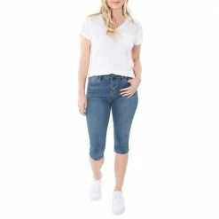 Budget 🥰 Lincoln Outfitters Women's Denim Pedal Pusher with No-Gap Waistband - SU6952MW - Capris 🎉