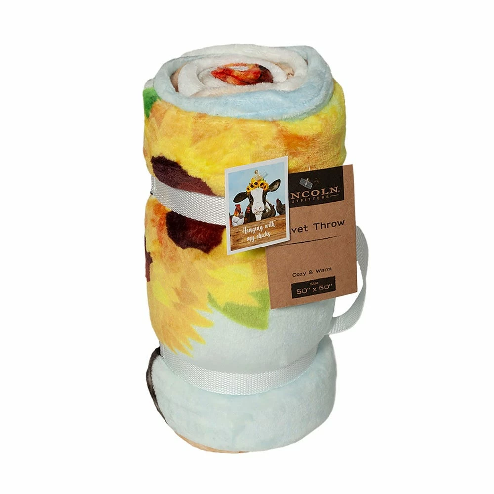 Promo ✨ Lincoln Outfitters Hanging with My Chicks Cow Printed Velvet 50 x 60 Throw - RK-PHVEL-CHIK - Blankets & Bedspreads ✨ 1 Promo ✨ Lincoln Outfitters Hanging with My Chicks Cow Printed Velvet 50 x 60 Throw - RK-PHVEL-CHIK - Blankets & Bedspreads ✨