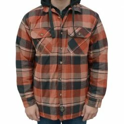 Deals 👏 Lincoln Outfitters Men's Hooded Shirt Jacket Russet Red - LOHJ-A0417 - Jackets ⭐