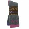 Coupon ⭐ Lincoln Outfitters Ladies Merino Wool Blend Boot Sock - 2 Pack - Grey With Fuchsia/Purple-Ladies Size Medium RT/L2/72120-FU-PU-M - Socks Women's 🛒