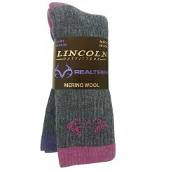Coupon ⭐ Lincoln Outfitters Ladies Merino Wool Blend Boot Sock - 2 Pack - Grey With Fuchsia/Purple-Ladies Size Medium RT/L2/72120-FU-PU-M - Socks Women's 🛒