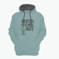 Deals ✔️ Lincoln Outfitters Heifers Gonna Hate Ladie's Long Sleeve Hoodie, Aquifer Light Heather - LO-LH30 - Hooded Sweatshirts Women's 🔥