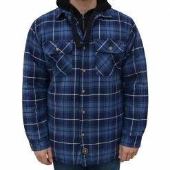 Cheap 🥰 Lincoln Outfitters Men's Hooded 🤩 Shirt Jacket Navy Blue - LOHJ-A0537 - Jackets ⌛