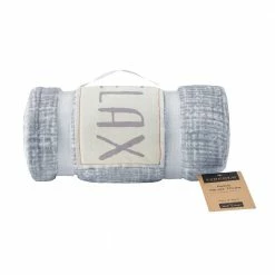 Hot Sale 🎁 Lincoln Outfitters Solid Velvet 50 x 60 Throw with printed Relax Patch applique - RK-VELAP-REL - Blankets & Bedspreads 🎉