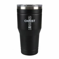 Hot Sale ❤️ Lincoln Outfitters "All Things Through Christ" 30 oz. Religious Tumbler, Black - 89-633-0204 - Tumblers 🤩