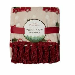 Flash Sale 🎁 Lincoln Outfitters Orange Velvet 50 x 60 Throw with printed truck Patch applique - RK-VELAP-TRK - Blankets & Bedspreads 🥰