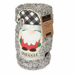 Cheap 🔔 Lincoln Outfitters Holiday Gnome Backprinted Teddy Sherpa 50 x 60 Throw with printed Patch applique - RK-TEDAP-HOL - Blankets & Bedspreads ✔️