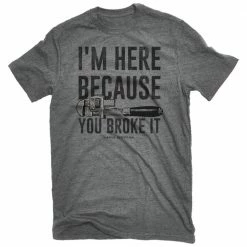 Outlet ❤️ Lincoln Outfitters Men's Short Sleeve I am Here Becuase You Broke It T-Shirt Graphite Heather - LO-152 - T-Shirts ⌛