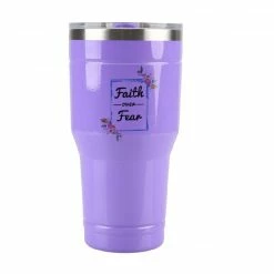 Outlet 👏 Lincoln Outfitters "Faith Over Fear" 30 oz. Religious Tumbler, Purple - 89-639-0204 - Tumblers 😍