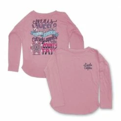 Brand new ⭐ Lincoln Outfitters Girls' Ferris Wheels And Funnel Cakes Long Sleeve T-Shirt Loyls-04 - ✔️ Shirts ⌛