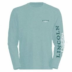 Best Sale ⌛ Lincoln Outfitters Ladie's Long Sleeve Logo Shirt, Aquifer Light Heather - LO-LLS708-ALB - Long Sleeve Shirts 🔥 Women's ⌛