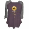 Outlet ⭐ Lincoln Outfitters Ladies Three Quarter Sleeve Faith Sunflower Graphite Heather- LO-LFW-05 - Three Quarter Length 🧨 Shirts 🎉 Women's ⌛