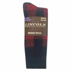 Buy 🎉 Lincoln Outfitters Women's Buffalo Plaid Merino Wool Crew Sock Red - L72227-RD - Socks 💯