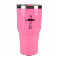 Cheap ⌛ Lincoln Outfitters "All Things Through Christ" 30 oz. Religious Tumbler, Pink - 89-637-0204 - Tumblers 🛒
