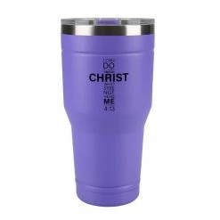 Buy ✔️ Lincoln Outfitters "All Things Through Christ" 30 oz. Religious Tumbler, Purple - 89-641-0204 - Tumblers ⭐