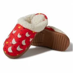 Cheapest ✔️ Lincoln Outfitters Women's Printed Scuff with Cuff, Red - 60984 - 🧨 Women's Slippers ⌛