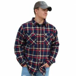 Buy ✨ Lincoln Outfitters Men's Big and Tall Brawny Flannel Navy LOFB-A0522BT - Long Sleeve 😀 Shirts ✨