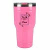 Flash Sale 🛒 Lincoln Outfitters "Faith Over Fear" 30 oz. Religious Tumbler, Pink - 89-635-0204 - Tumblers 🌟