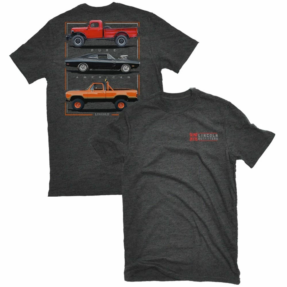 Budget ✨ Lincoln Outfitters Men's Short Sleeve Three Truck Pure American T-Shirt Charcoal Heather - LO-130 - T-Shirts 😉 1 Budget ✨ Lincoln Outfitters Men's Short Sleeve Three Truck Pure American T-Shirt Charcoal Heather - LO-130 - T-Shirts 😉