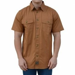 Flash Sale ✔️ Lincoln Outfitters Men's Short Sleeve Flex-Twill Workshirt Brown - LOWS-E0218-242 - T-Shirts 👏