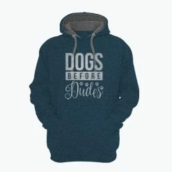 Best Sale 🎁 Lincoln Outfitters Dogs Before Dudes Ladie's Long Sleeve Hoodie, Bluesteel Black Heather - LO-LH28 - Hooded Sweatshirts 🔔 Women's ✨
