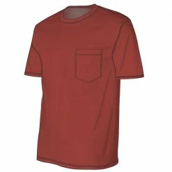 Best Sale ✨ Lincoln Outfitters Men's Heavyweight Relaxed Fit Short Sleeve Pocket Tee Brick Red - LOPK-01R-BRKRD - Pocket T-Shirt 🔔
