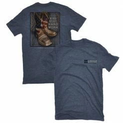 Best Pirce 😉 Lincoln Outfitters Men's Short Sleeve Cowboy 👏 Boots T-Shirt Denim Heather - LO-132DH - T-Shirts ⭐