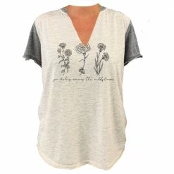 Discount ❤️ Lincoln Outfitters Ladies V-Neck Contrast Short Sleeve Fashion T-Shirt - LO-LF09 - T-Shirts 😀