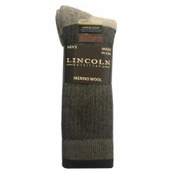New 👏 Lincoln Outfitters Men's Cupron Anti-Microbial Merino Wool Boot Sock Brown - RT/LO793-BRN - 💯 Socks ✔️