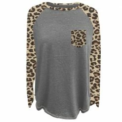 Top 10 😉 Lincoln Outfitters Ladies Long Sleeve Leopard Pocket Raglan Fashion T-Shirt - LO-LFRPK-01 - Long Sleeve Shirts Women's ❤️
