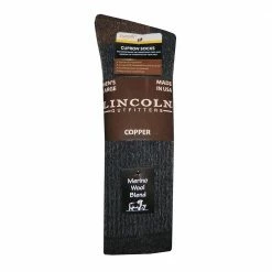 Best Pirce 🤩 Lincoln Outfitters Men's Cupron Copper Merino Wool Blend Sock Grey - L72304-G - 😉 Socks ✨