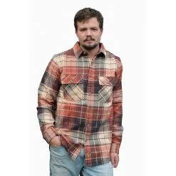 Cheapest ⌛ Lincoln Outfitters Men's Brawny Flannel Rust Plaid LOFB-A0418 - Long Sleeve 😉 Shirts 🧨