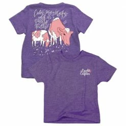 Deals 😍 Lincoln Outfitters Youth Girl's Heifer in a Pansy Patch Short Sleeve T-Shirt - LOY-24 - T-Shirts 🌟